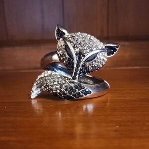 Silver Fox Bling Bracelet with Black,Gray, and White Crystals